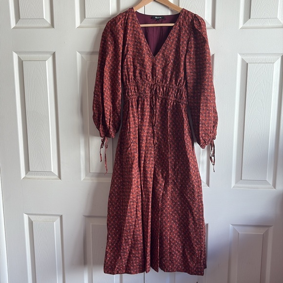 Sophia Tie-Front Midi Dress in Teaberry Floral Elegant Brown Midi Dress - Picture 6 of 12